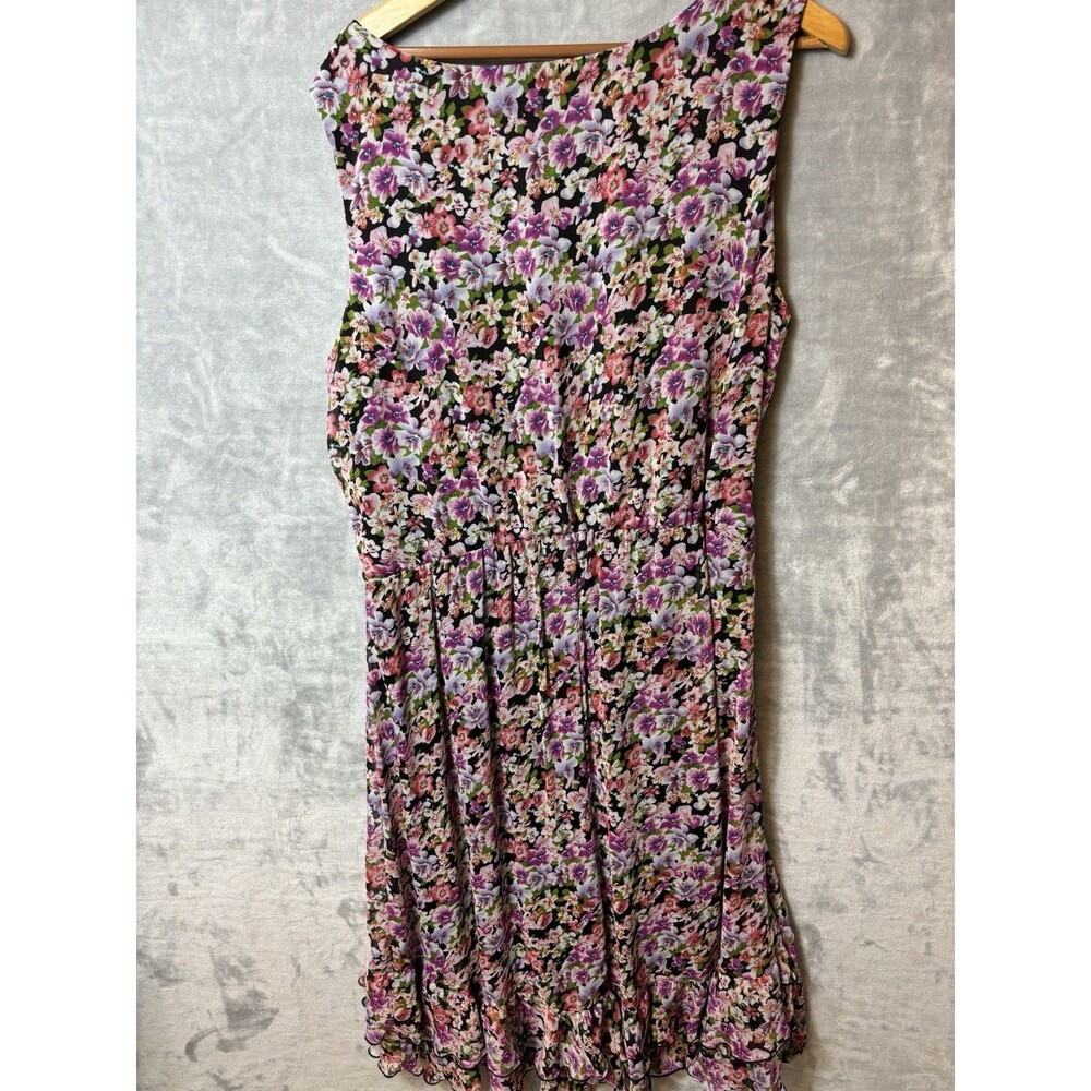 Lane Bryant Woman’s Dress Size 22 Floral Sleeveless Asymmetrical Ruffle Hem Tie - Picture 5 of 6